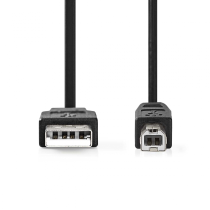 USB-Kabel | USB 3.2 Gen 1 | USB-A Male | USB-B Male | 5 Gbps | Vernikkeld | 2.00 m | Rond | PVC | Zwart | Label