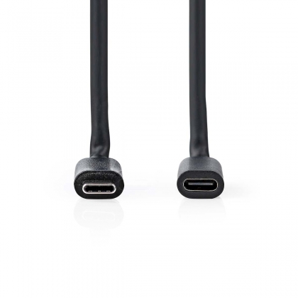 USB-Kabel | USB 3.2 Gen 1 | USB-C™ Male | USB-C™ Female | 60 W | 4K@60Hz | 5 Gbps | Vernikkeld | 1.00 m | Rond | PVC | Zwart | Label