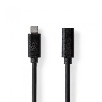 USB-Kabel | USB 3.2 Gen 1 | USB-C™ Male | USB-C™ Female | 60 W | 4K@60Hz | 5 Gbps | Vernikkeld | 2.00 m | Rond | PVC | Zwart | Label