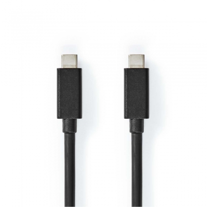 USB-Kabel | USB 3.2 Gen 2x2 | USB-C™ Male | USB-C™ Male | 100 W | 4K@60Hz | 20 Gbps | Vernikkeld | 1.00 m | Rond | PVC | Zwart | Label