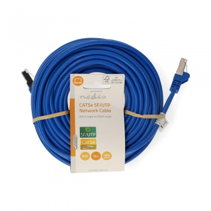 CAT5e Netwerkkabel | SF/UTP | RJ45 Male | RJ45 Male | 15.0 m | Rond | PVC | Blauw | Label