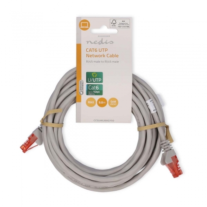 CAT6 Netwerkkabel | RJ45 Male | RJ45 Male | U/UTP | 5.00 m | Rond | PVC | Grijs | Label