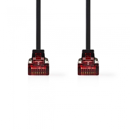 CAT6 Netwerkkabel | RJ45 Male | RJ45 Male | U/UTP | 2.00 m | Snagless | Plat | PVC | Zwart | Label