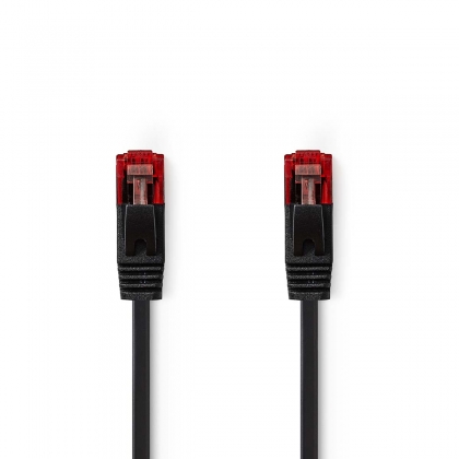 CAT6 Netwerkkabel | RJ45 Male | RJ45 Male | U/UTP | 2.00 m | Snagless | Plat | PVC | Zwart | Label