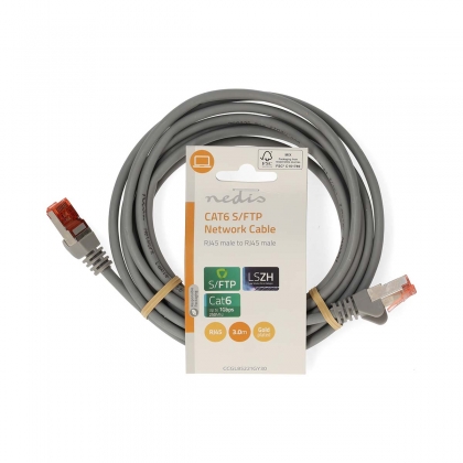 CAT6 Netwerkkabel | RJ45 Male | RJ45 Male | S/FTP | 3.00 m | Rond | LSZH | Grijs | Label