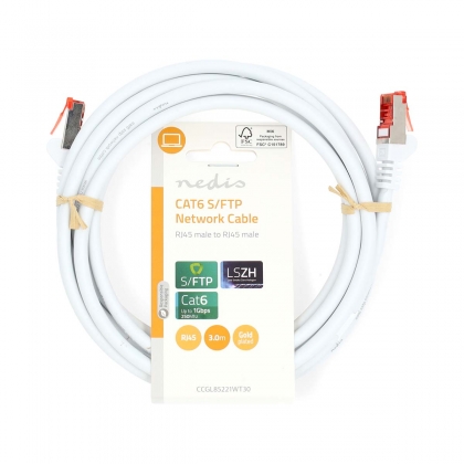 CAT6 Netwerkkabel | RJ45 Male | RJ45 Male | S/FTP | 3.00 m | Rond | LSZH | Wit | Label