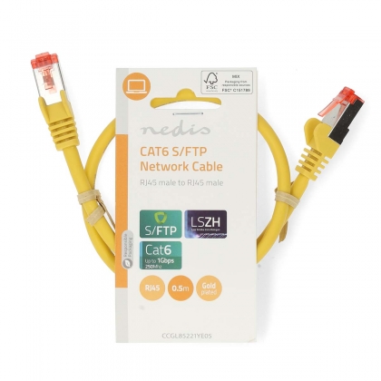 CAT6 Netwerkkabel | RJ45 Male | RJ45 Male | S/FTP | 0.50 m | Rond | LSZH | Geel | Label