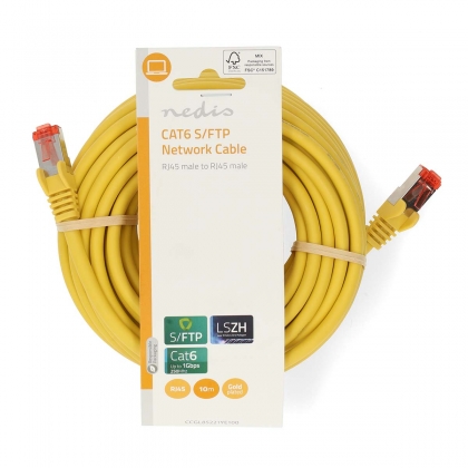 CAT6 Netwerkkabel | RJ45 Male | RJ45 Male | S/FTP | 10.0 m | Rond | LSZH | Geel | Label