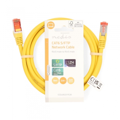 CAT6 Netwerkkabel | RJ45 Male | RJ45 Male | S/FTP | 2.00 m | Rond | LSZH | Geel | Label