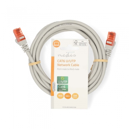 CAT6 Netwerkkabel | RJ45 Male | RJ45 Male | U/UTP | 3.00 m | Rond | PVC | Grijs | Label