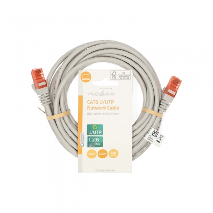 CAT6 Netwerkkabel | RJ45 Male | RJ45 Male | U/UTP | 5.00 m | Rond | PVC | Grijs | Label