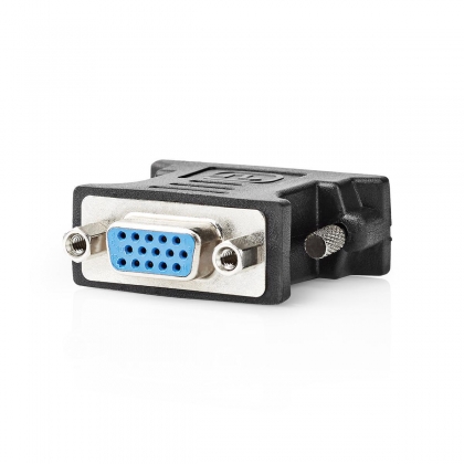 DVI-Adapter | DVI-D 24+1-Pins Male | VGA Female 15p | Vernikkeld | Recht | PVC | Zwart | Polybag