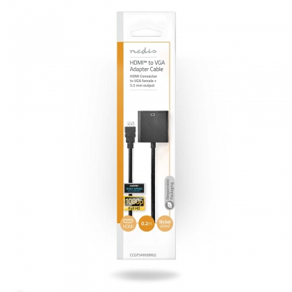HDMI™ Kabel | HDMI™ Connector | VGA Female 15p / 3,5 mm Female | 1080p | Vernikkeld | 0.20 m | Recht | PVC | Zwart | Envelop