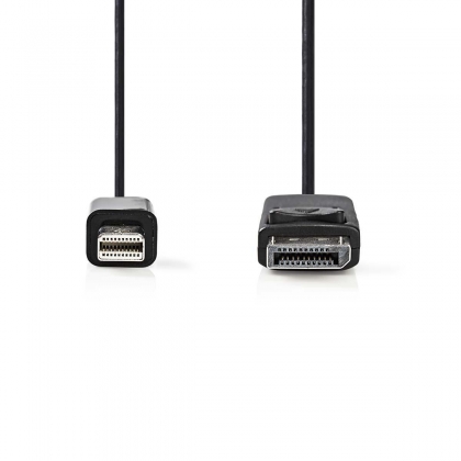 Mini DisplayPort-Kabel | DisplayPort 1.2 | Mini-DisplayPort Male | DisplayPort Male | 21.6 Gbps | Vernikkeld | 2.00 m | Rond | PVC | Zwart | Polybag