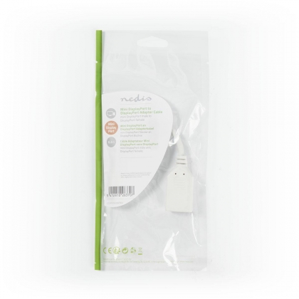 Mini DisplayPort-Kabel | DisplayPort 1.2 | Mini-DisplayPort Male | DisplayPort Female | 21.6 Gbps | Vernikkeld | 0.20 m | Rond | PVC | Wit | Polybag