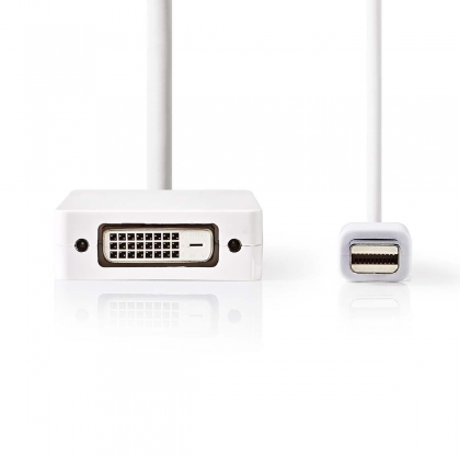 Mini DisplayPort-Kabel | DisplayPort 1.2 | Mini-DisplayPort Male | DisplayPort Female / DVI-D 24+1-Pins Female / HDMI™ Input | 21.6 Gbps | Vernikkeld | 0.20 m | Rond | PVC | Wit | Polybag