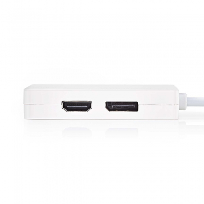 Mini DisplayPort-Kabel | DisplayPort 1.2 | Mini-DisplayPort Male | DisplayPort Female / DVI-D 24+1-Pins Female / HDMI™ Input | 21.6 Gbps | Vernikkeld | 0.20 m | Rond | PVC | Wit | Polybag