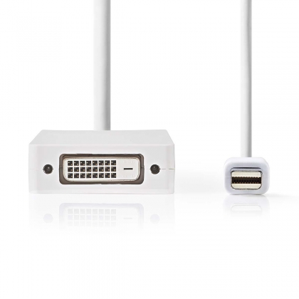 Mini DisplayPort-Kabel | DisplayPort 1.2 | Mini-DisplayPort Male | DVI-D 24+1-Pins Female / HDMI™ Input / VGA Female 15p | 21.6 Gbps | Vernikkeld | 0.20 m | Rond | PVC | Wit | Polybag