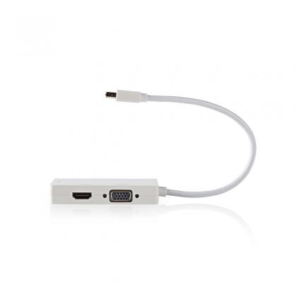 Mini DisplayPort-Kabel | DisplayPort 1.2 | Mini-DisplayPort Male | DVI-D 24+1-Pins Female / HDMI™ Input / VGA Female 15p | 21.6 Gbps | Vernikkeld | 0.20 m | Rond | PVC | Wit | Polybag