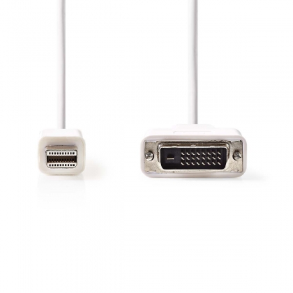 Mini DisplayPort-Kabel | DisplayPort 1.2 | Mini-DisplayPort Male | DVI-D 24+1-Pins Male | 21.6 Gbps | Vernikkeld | 2.00 m | Rond | PVC | Wit | Polybag