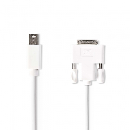 Mini DisplayPort-Kabel | DisplayPort 1.2 | Mini-DisplayPort Male | DVI-D 24+1-Pins Male | 21.6 Gbps | Vernikkeld | 2.00 m | Rond | PVC | Wit | Polybag