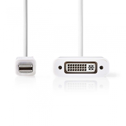 Mini DisplayPort-Kabel | DisplayPort 1.2 | Mini-DisplayPort Male | DVI-I 24+5-Pins Female | 21.6 Gbps | Vernikkeld | 0.20 m | Rond | PVC | Wit | Polybag