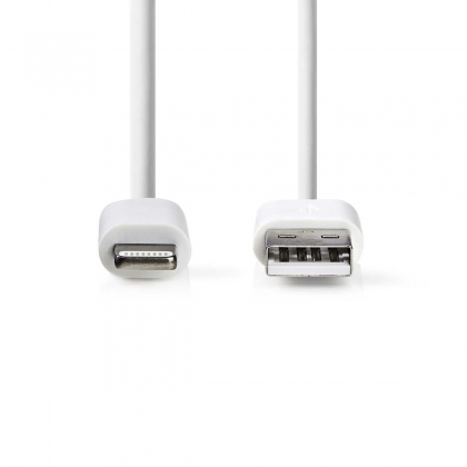 Lightning Kabel | USB 2.0 | Apple Lightning 8-Pins | USB-A Male | 480 Mbps | Vernikkeld | 1.00 m | Rond | PVC | Wit | Envelop