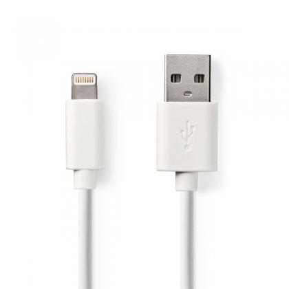Lightning Kabel | USB 2.0 | Apple Lightning 8-Pins | USB-A Male | 480 Mbps | Vernikkeld | 2.00 m | Rond | PVC | Wit | Envelop
