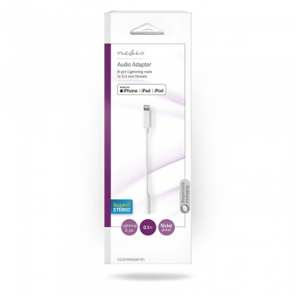 Lightning-Adapter | Apple Lightning 8-Pins | 3,5 mm Female | Vernikkeld | 0.10 m | Rond | TPE