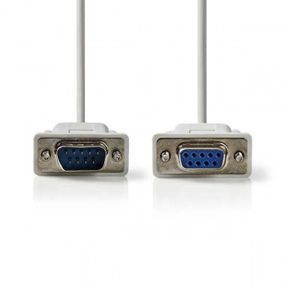 Seriële Kabel | D-SUB 9-Pins Male | D-SUB 9-Pins Female | Vernikkeld | 10.0 m | Rond | PVC | Ivoor | Polybag