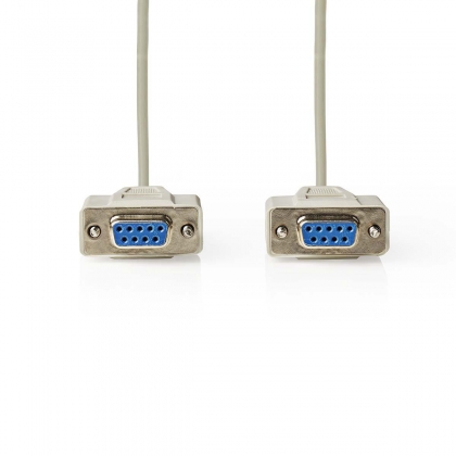 Nullmodemkabel | D-SUB 9-Pins Female | D-SUB 9-Pins Female | Vernikkeld | 3.00 m | Rond | PVC | Ivoor | Polybag
