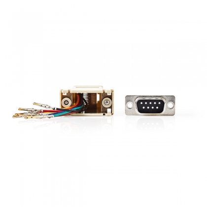 Seriële Adapter | Adapter | D-SUB 9-Pins Female | RJ45 Female | Vernikkeld | Ivoor | Envelop
