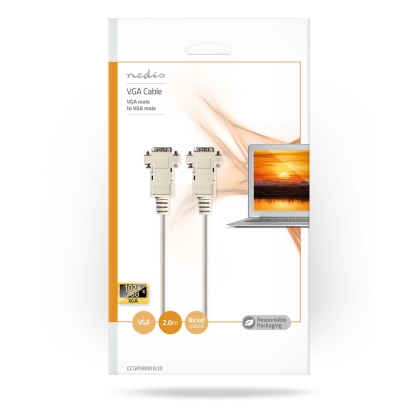 VGA-Kabel | VGA Male | VGA Male | Vernikkeld | Maximale resolutie: 1024x768 | 2.00 m | Rond | ABS | Ivoor | Envelop