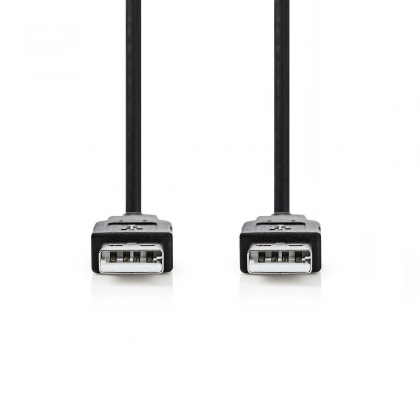 USB-Kabel | USB 2.0 | USB-A Male | USB-A Male | 480 Mbps | Vernikkeld | 2.00 m | Rond | PVC | Zwart | Envelop