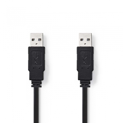 USB-Kabel | USB 2.0 | USB-A Male | USB-A Male | 480 Mbps | Vernikkeld | 1.00 m | Plat | PVC | Zwart | Polybag
