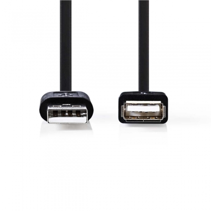 USB-Verlengkabel | USB 2.0 | USB-A Male | USB-A Female | 480 Mbps | 0.20 m | Zwart