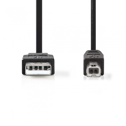 USB 2.0-Kabel | A Male - B Male | 0,5 m | Zwart