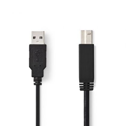 USB-Kabel | USB 2.0 | USB-A Male | USB-B Male | 10 W | 480 Mbps | Vernikkeld | 1.00 m | Rond | PVC | Zwart | Envelop