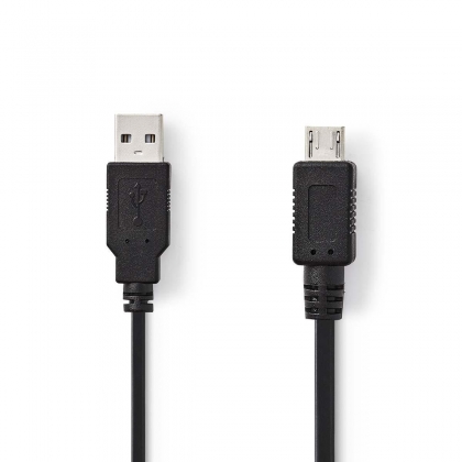 USB-Kabel | USB 2.0 | USB-A Male | USB Micro-A | 480 Mbps | Vernikkeld | 2.00 m | Rond | PVC | Zwart | Polybag