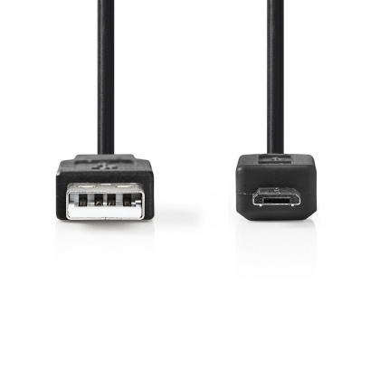 USB-Kabel | USB 2.0 | USB-A Male | USB Micro-B Male | 9 W | 480 Mbps | Vernikkeld | 5.00 m | Rond | PVC | Zwart | Polybag