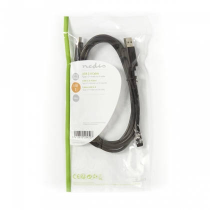 Kabel USB 2.0 | Type-C male - A male | 2,0 m | Zwart