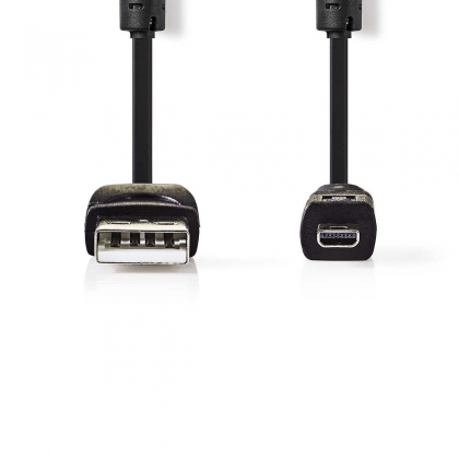 USB-Kabel | USB 2.0 | USB-A Male | US-E6 8-pins Male | 480 Mbps| 2.00 m | Rond | Zwart 