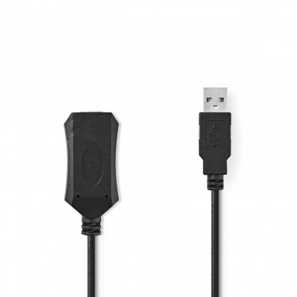 Actieve USB-Kabel | USB 2.0 | USB-A Male | USB-A Female | 480 Mbps | 5.00 m | Rond | Vernikkeld | PVC | Koper | Envelop