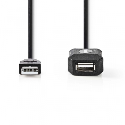 Actieve USB 2.0 over UTP  A male - A female  max 50 m | Zwart