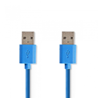 USB-Kabel | USB 3.2 Gen 1 | USB-A Male | USB-A Male | 5 Gbps | Vernikkeld | 2.00 m | Rond | PVC | Blauw | Envelop