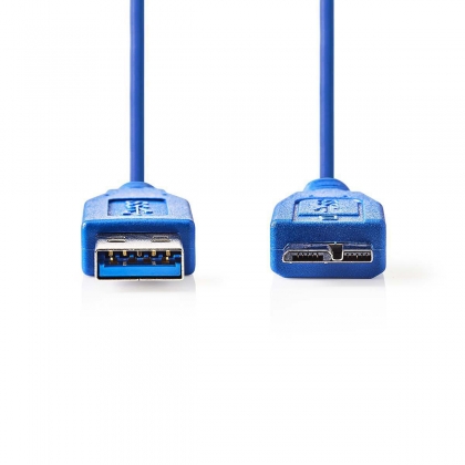 USB-Kabel | USB 3.2 Gen 1 | USB-A Male | USB Micro-B Male | 5 Gbps | Vernikkeld | 5.00 m | Rond | PVC | Blauw | Polybag