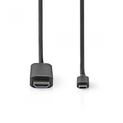 USB-C™ Adapter | USB 3.2 Gen 1 | USB-C™ Male | HDMI™ Connector | 4K@60Hz | 1.00 m | Rond | Vernikkeld | PVC | Zwart | Envelop