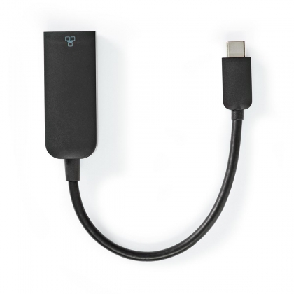 USB-netwerkadapter | USB 3.2 Gen 1 | 1000 Mbps | USB-C™ Male | RJ45 Female | 0.20 m | Rond | Vernikkeld | Vertind-Koper | Zwart | Envelop