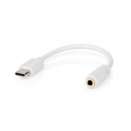 USB-C™ Adapter | USB 2.0 | USB-C™ Male | 3,5 mm Female | 0.10 m | Rond | Vernikkeld | PVC | Wit | Polybag
