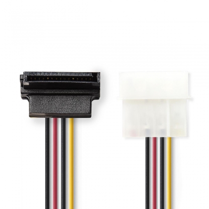 Interne Voedingskabel | Molex Male | SATA 15-Pins Female | Verguld | 0.15 m | Rond | PVC | Multicolour | Envelop